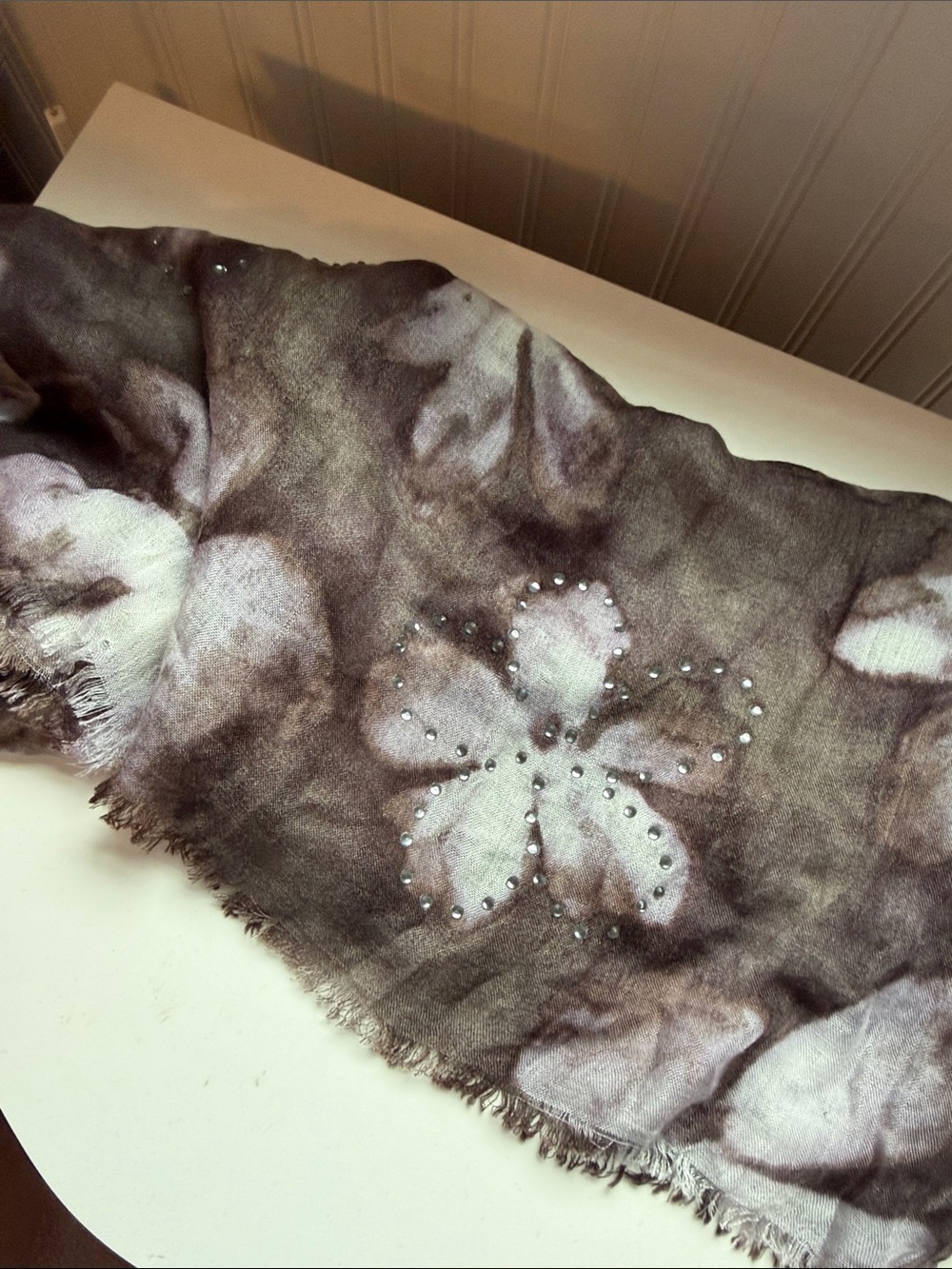 Simply Vera Vera Wang Taupe Floral Studded Wrap Scarf